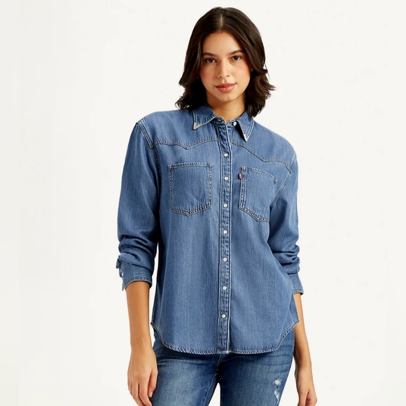 Levi's Tops - Levi's Solid Relaxed Fit Shirt Denim